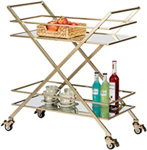 Kitchen Furniture Drinks <b>Serving</b> <b>Trolley</b> Cart 2 Tiers <b>Trolley</b> Wooden Cart Golden Metal Bar Cart With Wine Rack Beverage Service - Product Image 6