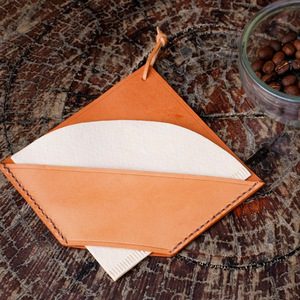 Japanese and Korean minimalist style <b>coffee</b> <b>filter</b> paper storage bag, PU leather fan-shaped <b>filter</b> paper holder, pour-over - Product Image 2