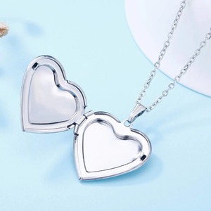 1 pièce Pendentif médaillon en acier inoxydable poli miroir en forme de cœur, porte-photo commémoratif pour colliers et bijoux DIY - Product Image 3