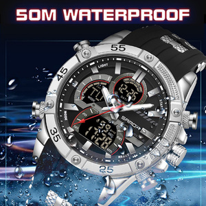 Montre en silicone pour homme SANDA 6162, multifonction, chronographe lumineux, sport, décontractée, étanche, quartz, numérique - Product Image 4