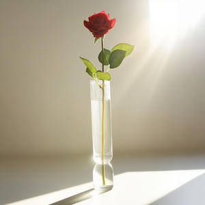 Vaso in Vetro Alto e Trasparente <span class=keywords><strong>con</strong></span> Base in Pietra di Giada, Decorazione Casa di Lusso, Vaso Vuoto <span class=keywords><strong>con</strong></span> Base in Gemma - Product Image 5