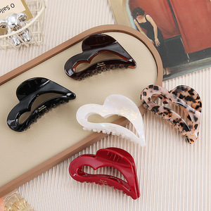Pinza para el <span class=keywords><strong>pelo</strong></span> con diseño <span class=keywords><strong>de</strong></span> corazón recortado estilo francés para <span class=keywords><strong>mujer</strong></span>, elegante, <span class=keywords><strong>de</strong></span> acetato, HUACHEN D086, 8.5cm, para fiesta, pinzas coreanas <span class=keywords><strong>de</strong></span> acetato dorado - Product Image 1