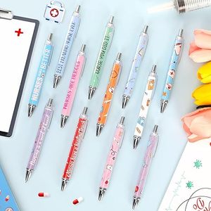 Stylos d'infirmière personnalisé motif drôle mignon papeterie personnalisée <span class=keywords><strong>stylo</strong></span> à bille en plastique enfichable tige vide transparente - Product Image 1