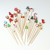 Brochettes de fête pour Pâques et Nouvel An chinois, brochettes en bambou de haute qualité, Père Noël, renne, arbre, apéritif, cupcake, hamburger, gâteau