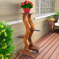 Support de fleurs d'intérieur en bois rustique à 2 niveaux pour les plantes du salon Pots en bois de qualité supérieure