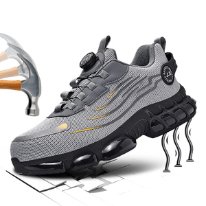 Bouton rotatif chaussures de travail d'hiver pour hommes S3 baskets à bout en acier anti-écrasement avec chaussures de sécurité de sport de protection supérieures en toile - Product Image 1