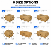 Caja de Comida para Llevar, Resistente a la Grasa, con Logotipo Personalizado, de Papel Kraft de Grado Alimenticio, para Hamburguesas, Papas Fritas, Pollo, Comida Rápida, OEM, Desechable