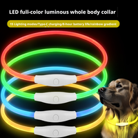 Collier pour chien et chat lumineux à LED, 15 couleurs changeantes, étanche, rechargeable par USB, en TPU réglable