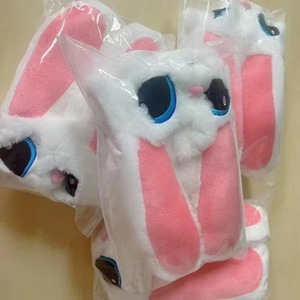 Housse de casque de moto intégrale en peluche motif lapin de dessin animé pour activités de plein air - Product Image 5