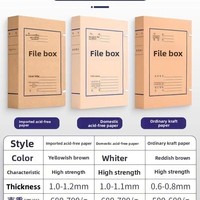 Boîte de rangement pour documents en papier kraft épaissi, sans acide, robuste, avec option d'impression de logo, modèle 008, fabriqué en Chine