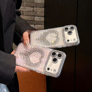เคสโทรศัพท์มือถือลายเปลือกหอยไล่เฉดสีเพชร รุ่น Gradient Diamond Love สำหรับ iPhone 17 16 15 Pro Max ลายแมว KT น่ารัก ประดับกลิตเตอร์ กรอบกล้องการ์ตูน ฝาหลัง - Product Image 5