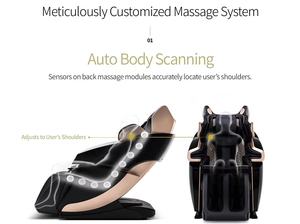 LEERCON, новейшее Роскошное кресло-массажер с черным золотым треком с подогревом для сканирования тела, роликовый 4D массажный стул с динамиком - Product Image 4