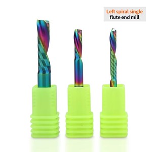 Customized Rainbow <strong>Colorful</strong> Coating Wood Milling Cutter Single Flute Spiral Down Cut <strong>Bit</strong> for Acrylic Carbide End Mill