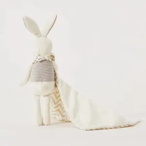 Cute Custom Plush Bunny Comforter Baby Doudou Newborn Cute Rabbit Baby Security Smoothing Towel Toy