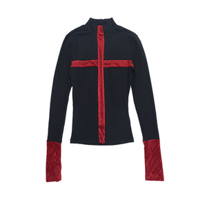Camiseta de Manga Larga Ajustada de Punto con Parches Negros y Rojos, Estilo Gótico, Nueva para Halloween, para Mujer - Product Image 5