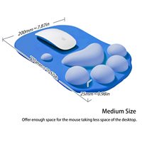 Tapis de souris de jeu Patte de chat 270x200x25mm avec repose-poignet en silicone souple non toxique, design ergonomique et mignon pour bureau et ordinateur