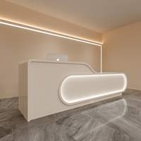 Mostrador de Recepción con Caja Registradora LED Moderna, Diseño Personalizado OEM ODM, Madera Curvada Ecológica, Antioxidante, para Salón, Boutique u Oficina