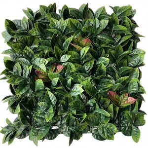 Panel de seto artificial de boj de 50x50cm al por mayor, con hojas de eucalipto, trébol y helecho, para pared verde vertical, ideal para decoración de hoteles y bodas. - Product Image 1