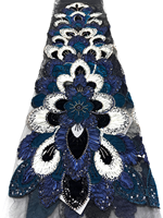 NI.AI Nouveauté Tissu en dentelle de velours perlé avec sequins, motif 3D brodé, tissu en dentelle perlée pour robe de soirée