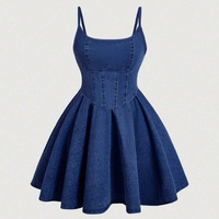 Robe en jean d'été au design tendance, douce et mignonne, à bretelles spaghetti, robe en jean sexy décontractée pour femmes