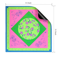 Tapis de jeu carré 31,5 pouces, style preppy, aux couleurs vives, motif floral chinoiserie et paysage oriental, pour table de jeu et de mahjong