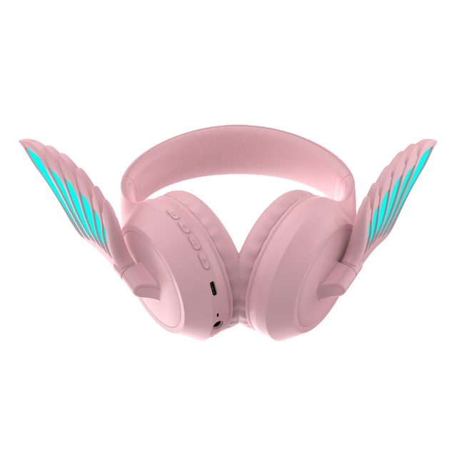 Angle Wings Inalambricos Gamer Giratorio 90 Degrees Con Light LED RGB Bocina Sonido HD De Diadema Audifonos Headset