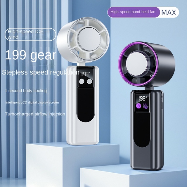 2026 New Handheld Fan Ultra Quiet 199 Speed High-Speed Cooling Ice USB Portable Outdoor Handheld Mini Fan Wholesale