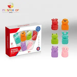 Hot Selling Kids Educational Toy Colorful 6 Pcs Soft Rubber Animal Stamp Set P21D007