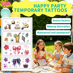 Tatuajes Temporales para Niños, Lindas Pegatinas de Dibujos Animados con Diseños Variados, Tatuajes Corporales Impermeables para Niños, Recuerdos para Fiestas de Cumpleaños - Product Image 1