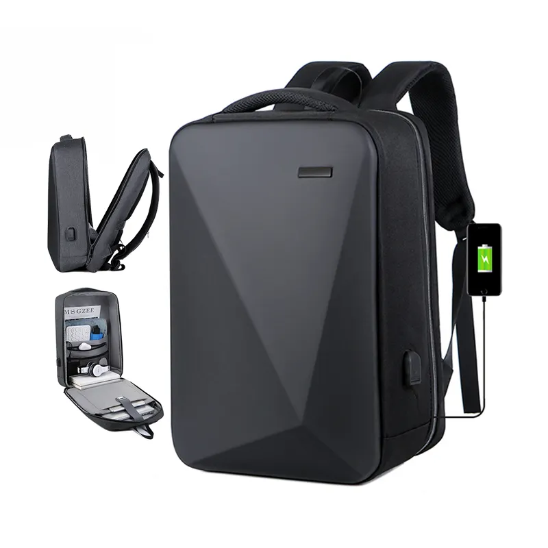 New Arrival 17" Travel Computer Men Back Pack Bag Hard Shell EVA Anti Theft USB Laptop Waterproof Business Backpack With Lock