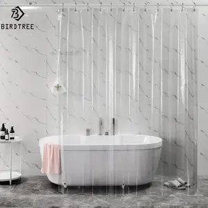 Großhandel vorhang material dusche-Kunststoff-Dusch vorhang folie PEVA 8G Dusch wanne mit 3 Magneten Hochleistungs-wasserdichter Dusch vorhang 12 Metall-Tülle löcher