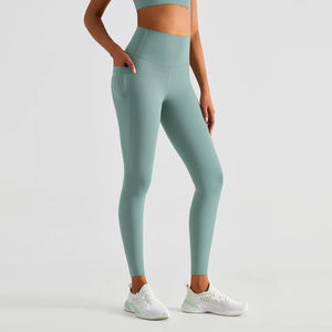 Women's Solid Colors High Waist Tummy Control Gym Active Tights Side <b>Pockets</b> Yoga <b>Leggings</b> - Product Image 5