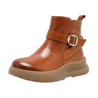 Bottines en daim à lacets pour femmes avec doublure en cuir véritable, confortables et respirantes, style western, automne/hiver