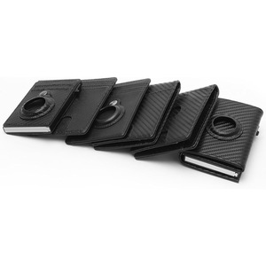 PU <b>Card</b> <b>Holder</b> With RFID Blocking Technology For Credit <b>Cards</b> Ultra Thin Design Black Carbon Fiber Material - Product Image 3
