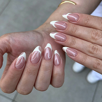 Uñas Postizas de ABS con Diseño Patriótico del 4 de Julio, Rojas, Blancas y Azules, Reutilizables, Cortas, en Forma de Almendra, Virales en TikTok