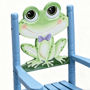 Silla Mecedora para Niños Pequeños, Silla de Jardín de Álamo Macizo, Silla Mecedora de Madera para Bebés con Diseño de Rana Verde, para Uso en Interiores, Bordes Suaves, Segura para los Más Pequeños - Product Image 3