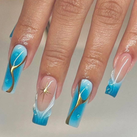 En gros Faux ongles à presser en acrylique faits main, couvrance totale, forme cercueil moyenne, rose ombré, style French, avec nœud 3D en forme d'aile
