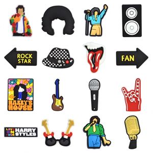 Decorazioni scarpe in gomma PVC su misura Online Rock Star fibbia per chitarra <span class=keywords><strong>Harry</strong></span> musicista Clog Shoe Charms per cantanti - Product Image 2