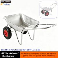 Carretilla de 65L Pre-Galvanizada con Doble Rueda y Neumático de 13 x 3.50-6 para Uso en Jardín