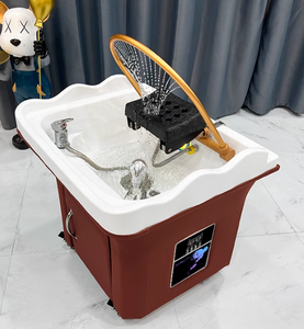 Gran oferta, silla de champú marrón para lavar la cabeza de peluquería duradera moderna con lavabo acrílico para gimnasio y salón de belleza de <span class=keywords><strong>ocio</strong></span> - Product Image 1