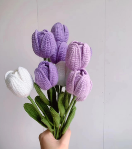 Nuove <span class=keywords><strong>Idee</strong></span> Prodotto 2023: Bouquet di <span class=keywords><strong>Fiori</strong></span> all'Uncinetto, Tulipani Finti Lavorati a Maglia, Composizioni Floreali per Decorazioni Casa, Ufficio e Matrimoni - Product Image 4