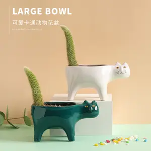 Creative Cat Tail Ceramic Cactus Flower Pot