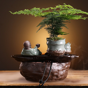 Nouveau <span class=keywords><strong>Bouddha</strong></span> Guanyin en Céramique 2025 avec Lampe de Table, Lumière LED USB et Brûleur d'<span class=keywords><strong>Encens</strong></span> <span class=keywords><strong>Cascade</strong></span> à Reflux - Product Image 3