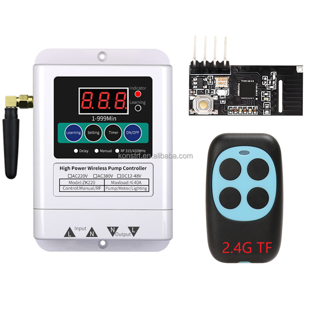 KONST 2.4g Transmitter and Receivers Set One Key Timing 0-999 Minutes Delay Board with Rolling Code 2.4g Technology
