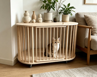 Cage pour chien en bois moderne, style meuble, table d'appoint, niche intérieure pour chat, avec roulettes, pour petits chiens, chiots et chats