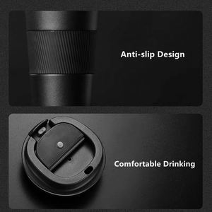 Stainless Steel Vacuum Tumbler 380/510ML Insulated Travel <b>Coffee</b> Cup with Leakproof Lid Minimalist Design Black White - Product Image 3