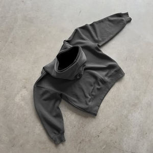 Sweat à capuche oversize épais et lourd en polaire, coupe ample, personnalisable avec logo, double capuche, style baggy - Product Image 4