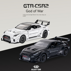 Modellino Auto in Metallo Pressofuso 1:32 <span class=keywords><strong>Nissan</strong></span> GTR-CSR2 con Suono e Luci, Giocattolo Sportivo a Retrocarica con Base Espositiva - Product Image 4