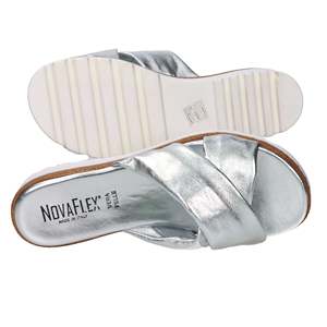 Sandali con zeppa Novaflex MonteFalco da donna, stile ciabatta bassa, colore argento - Product Image 6
