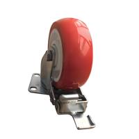 Roulette pivotante silencieuse LINGTA de 4 pouces, orange, rouge et blanche, en polyuréthane, avec support métallique et frein, durable, pour extérieur et salon, avec roulement à billes